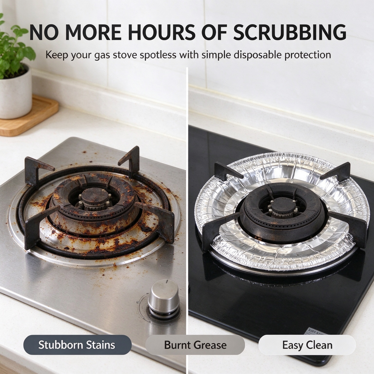 10 Pcs Disposable Stove Burner Protector, Aluminum Foil Stove Burner Protector 🍳