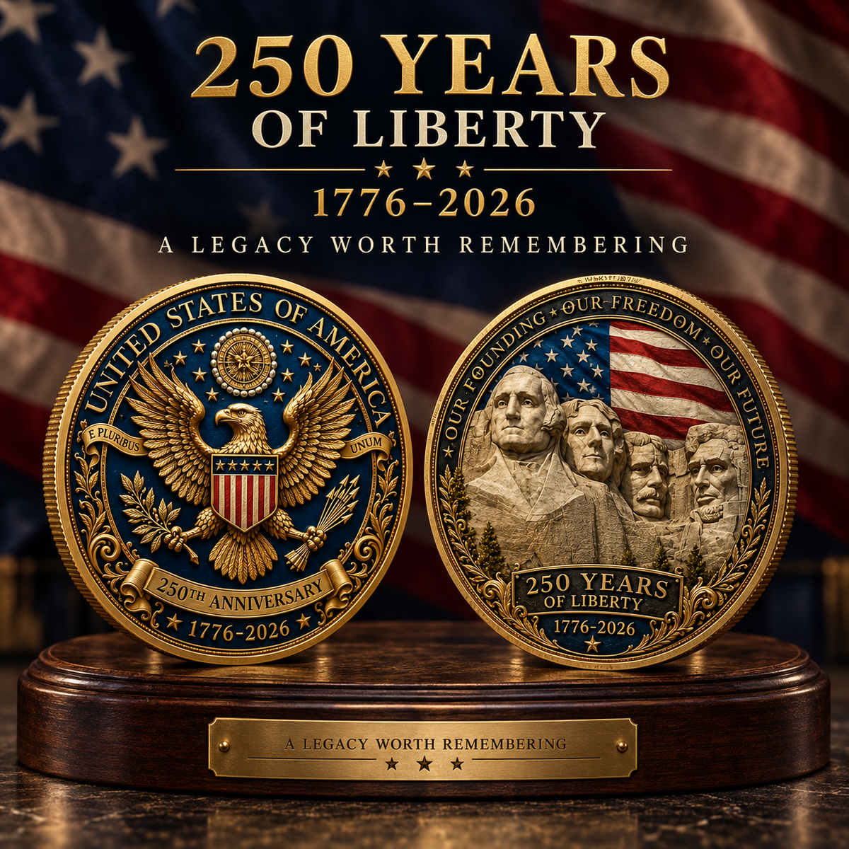 🎉🇺🇸 Limited Edition! 1776–2026 250 Years of Liberty Commemorative Coin