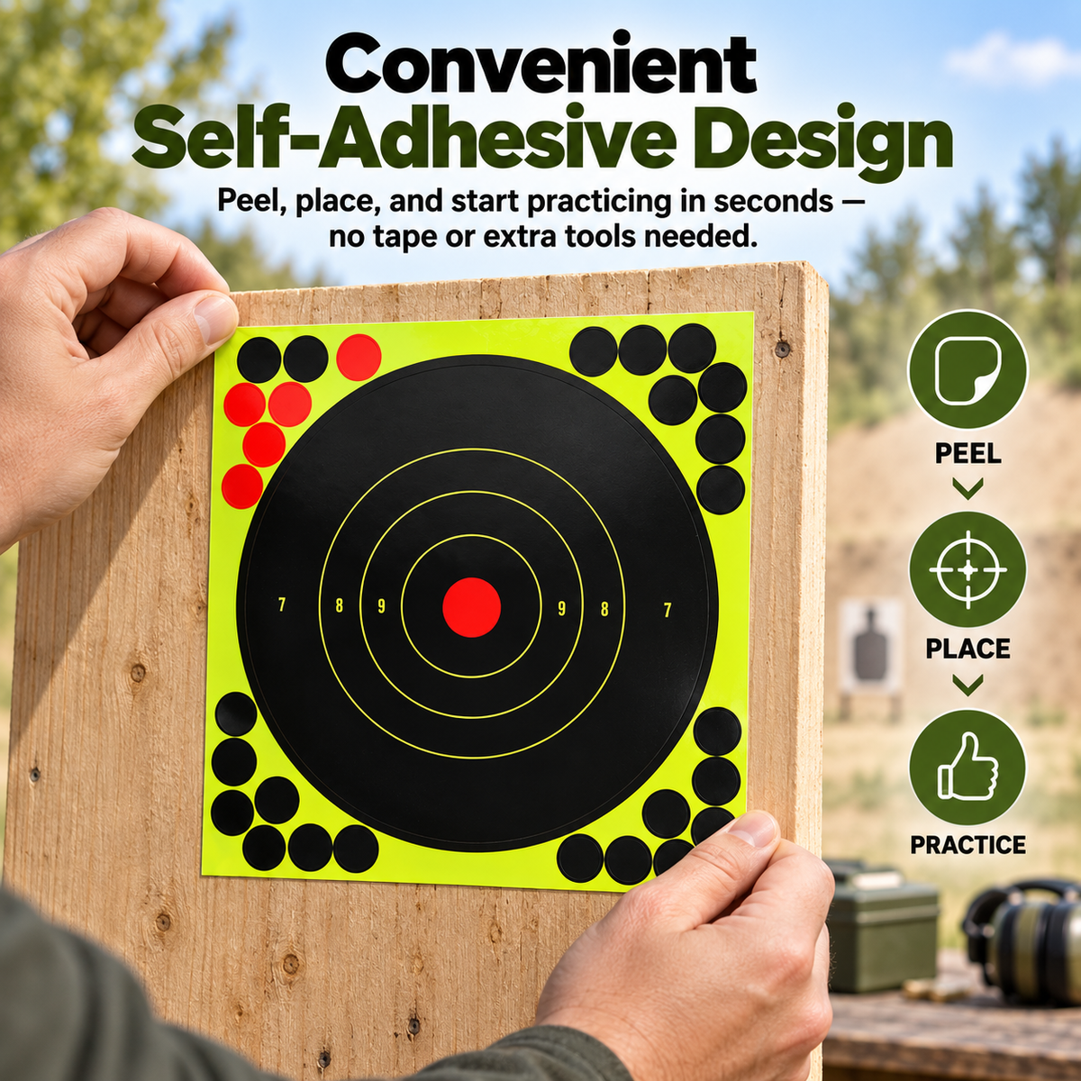 8 peel and stick shooting targets 50 pack bullseye stickers 2 landing 06