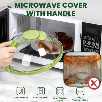🎁2-in-1 Transparent Microwave Splatter Cover With Handle