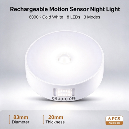 6 Pcs Motion Sensor Light, Rechargeable Night Light 💡