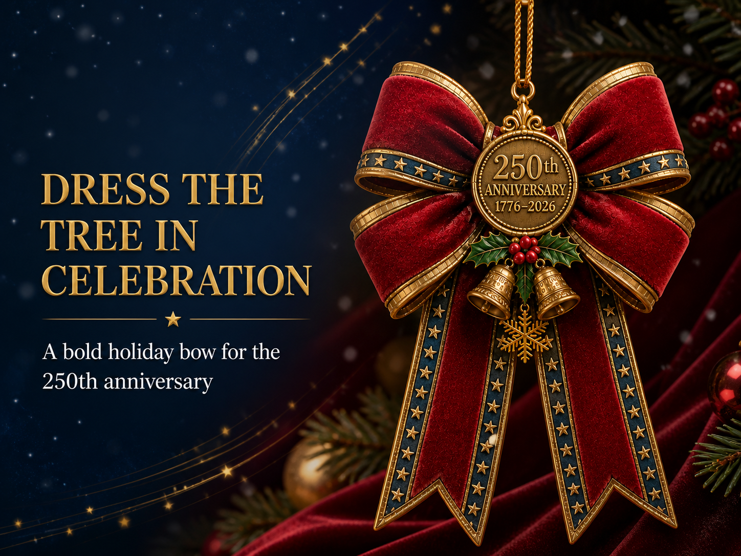 250th anniversary bow christmas tree ornament landing 01