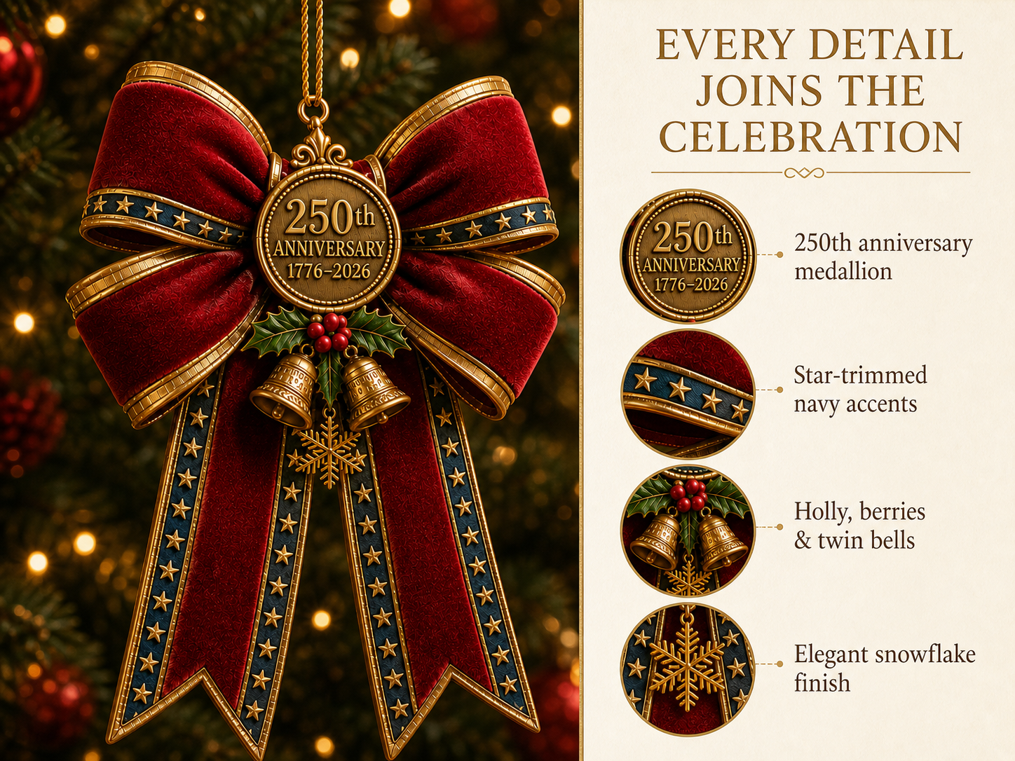 250th anniversary bow christmas tree ornament landing 02