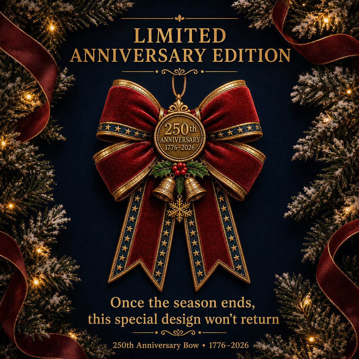 250th anniversary bow christmas tree ornament landing 06