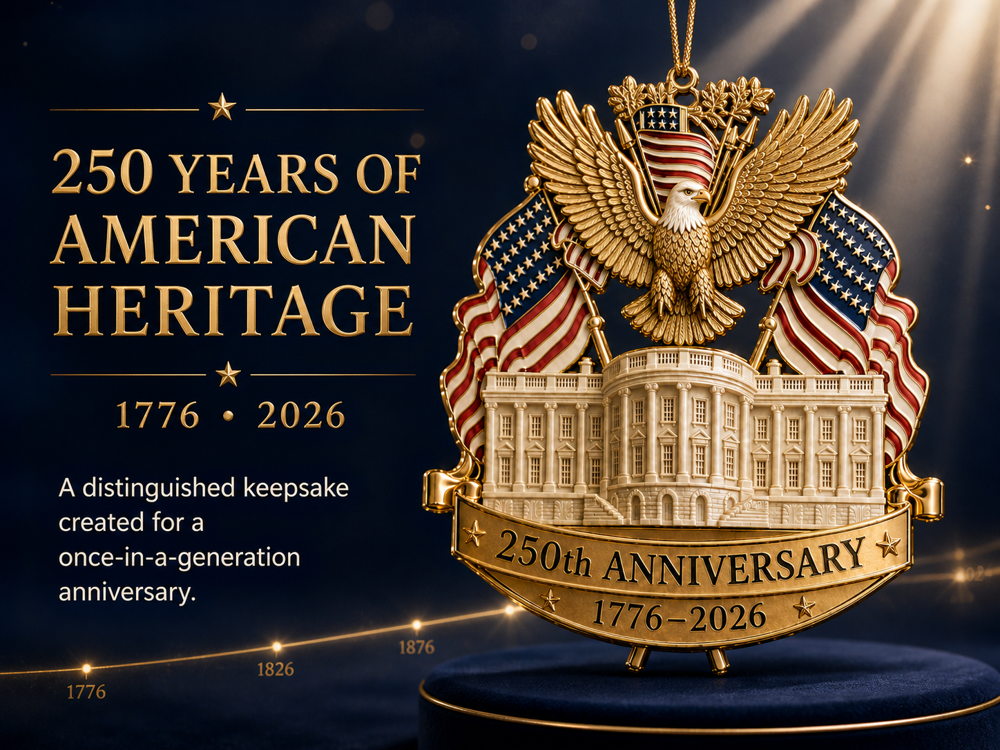250th anniversary gold eagle white house christmas ornament landing 01
