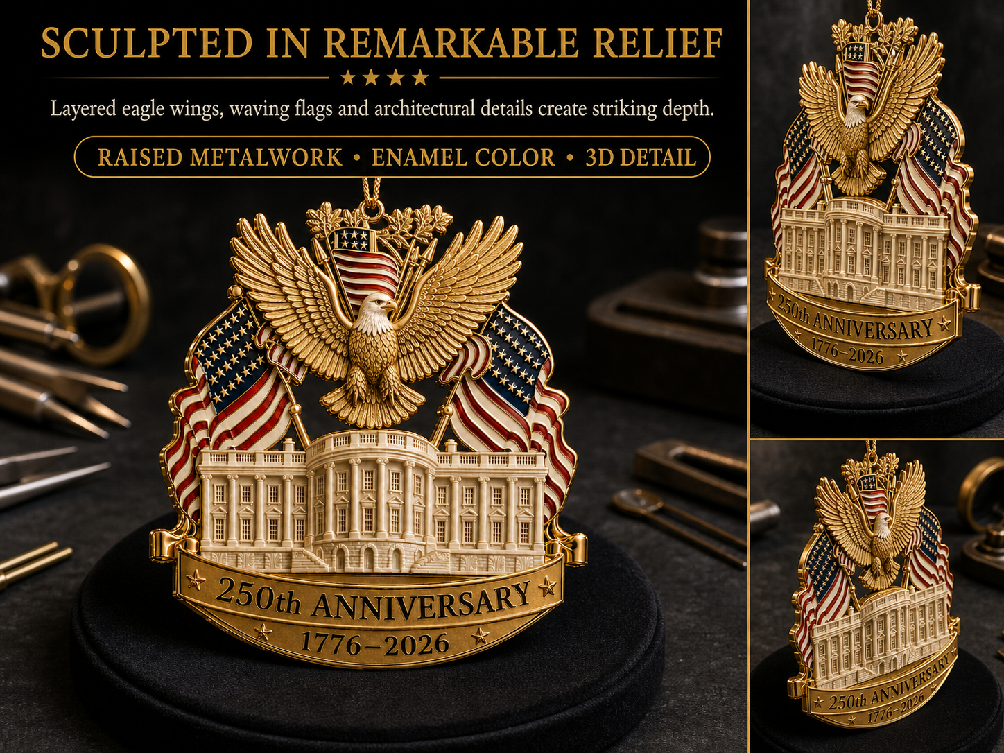 250th anniversary gold eagle white house christmas ornament landing 02