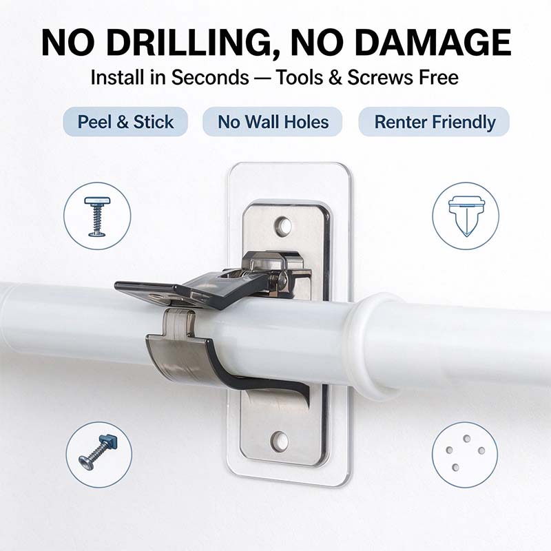 6 pack no drill curtain rod brackets self adhesive multifunctional acrylic gel rod holder hooks landing 08