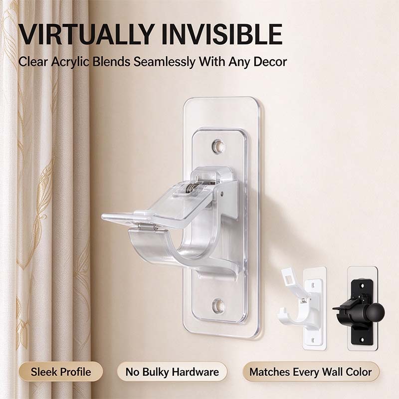6 pack no drill curtain rod brackets self adhesive multifunctional acrylic gel rod holder hooks landing 05