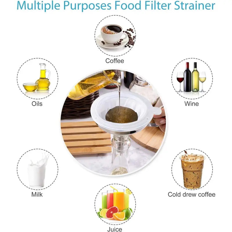 Unnel for Filling Bottles, 5 Inch Food Grade Stainless Steel Kitchen Funnel with 200 Mesh Filter Strainer ✨