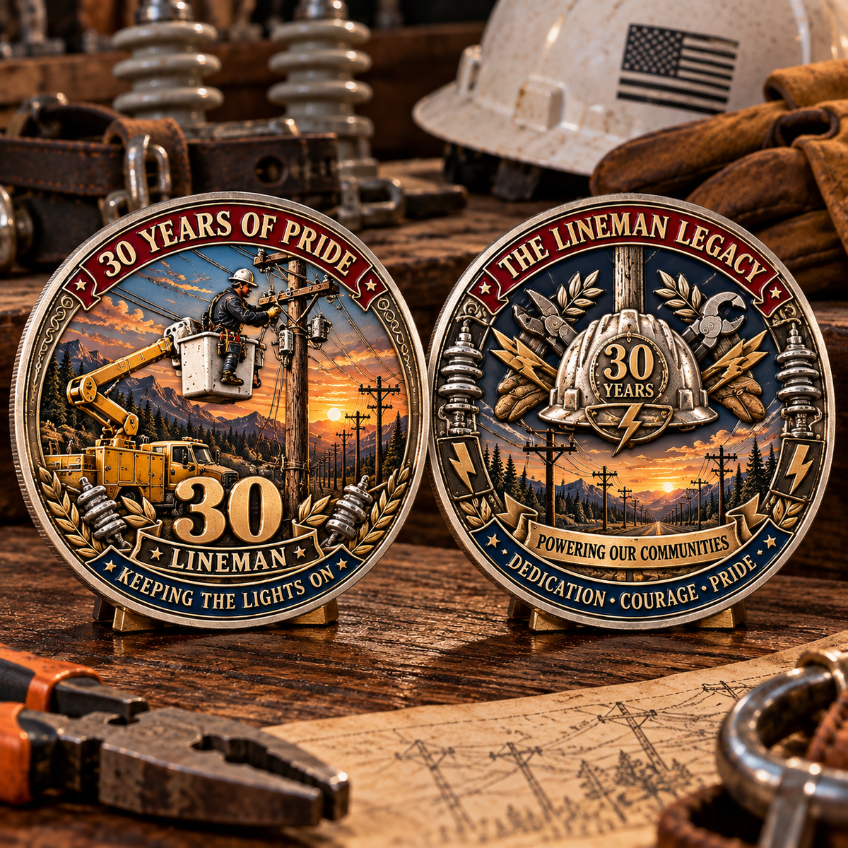 ⚡ Lineman 30 Years of Pride Commemorative Challenge Coin