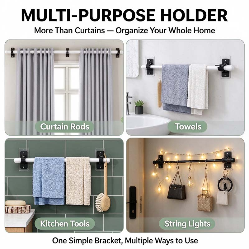 6 pack no drill curtain rod brackets self adhesive multifunctional acrylic gel rod holder hooks landing 07