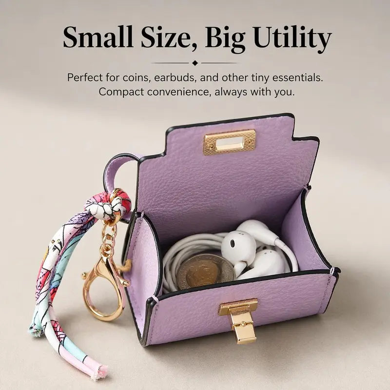 4pcs mini square bag pendant keychain high quality leather with colorful strap landing 06