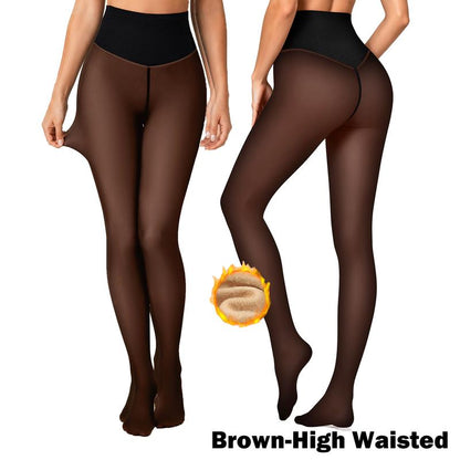 Women Fleece Lined Tights Body Slimming Leggings Sheer Fake Translucent 🖤