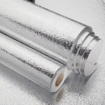 Kitchen Waterproof Oil Proof Aluminum Foil Sticker, Silver Texture Peel🧽