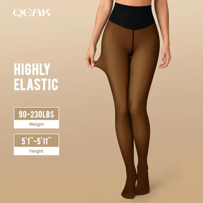 women fleece lined tights body slimming leggings sheer fake translucent landing 07