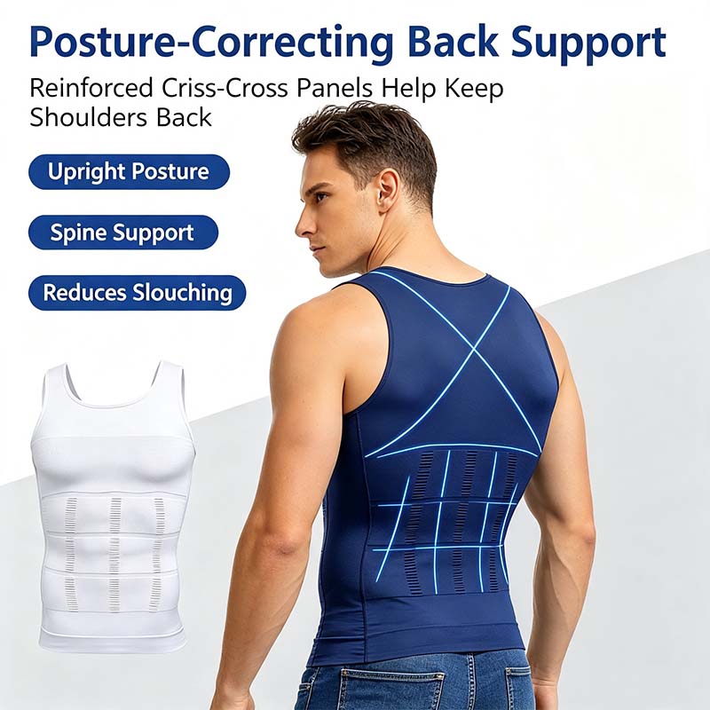 Men Round Neck Compression Tank Top,Men Shaping Vest,Men Sleeveless Shirt Shapewear💪 ✨