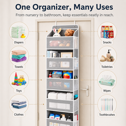 5-Tier Over-the-Door Organizer – Extra Side Mesh Pockets for More Storage 🚪
