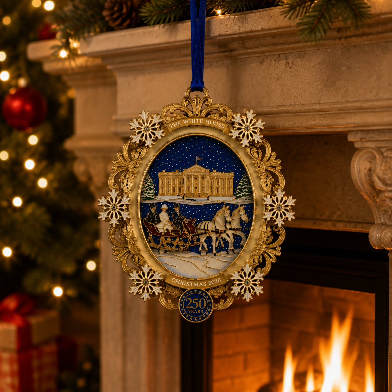 🔥White House Snowy Christmas Night Commemorative Ornament