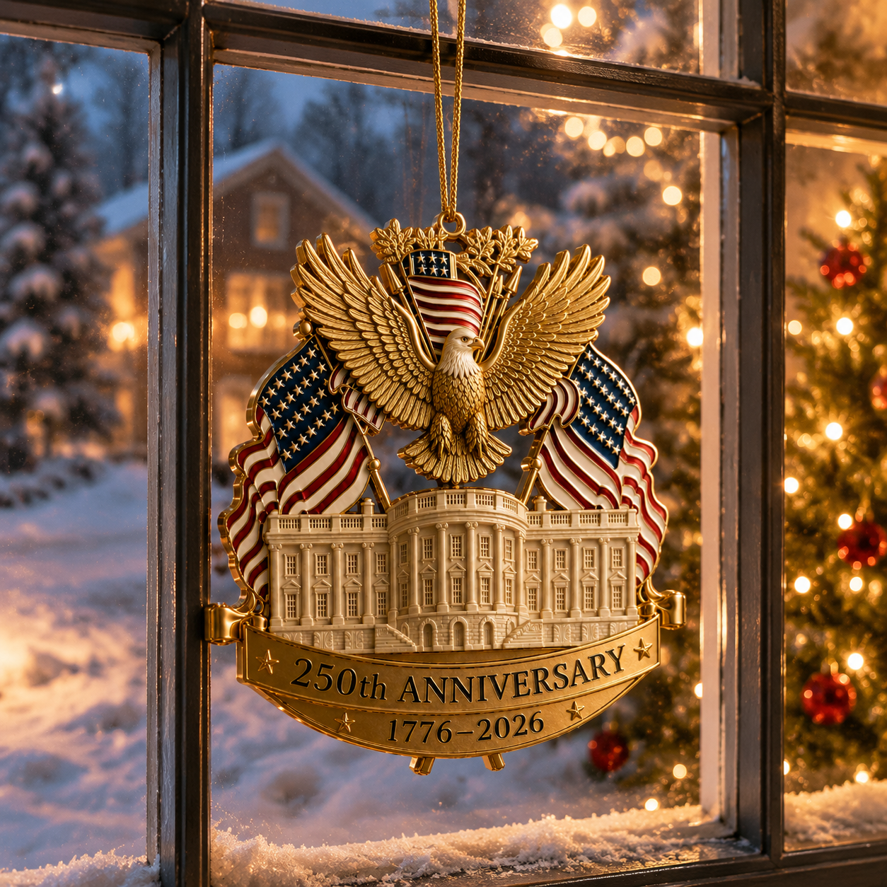 ✨250th Anniversary Gold Eagle White House Christmas Tree Ornament