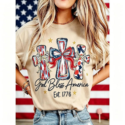 ⭐ God Bless America Women T-Shirt - Vintage 250th Anniversary USA Gift Tee🎆