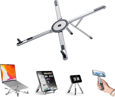 3 in 1 Magnetic Foldable Versatile Stand for Phone Tablet and Laptop - Grey