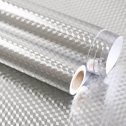 Kitchen Waterproof Oil Proof Aluminum Foil Sticker, Silver Texture Peel🧽