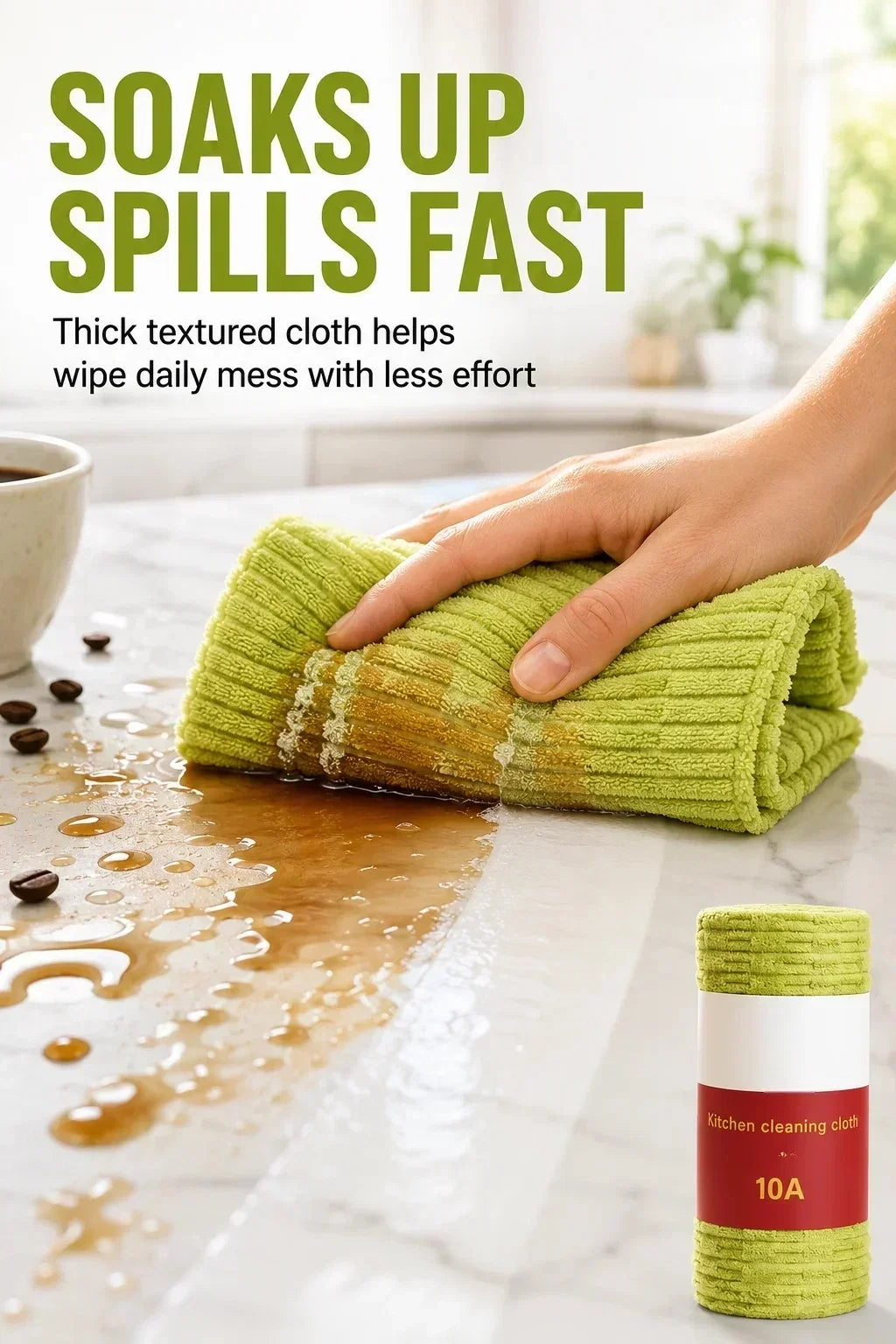 🧽 Reusable Tear-Off Cleaning Cloth Roll – Tear, Wipe, Wash & Reuse