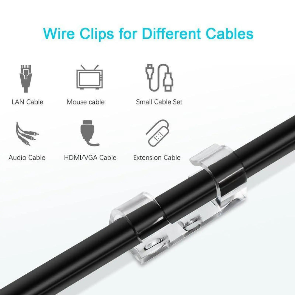 20Pcs Self-Adhesive Cable Clips, Space-Saving Wire Cord Organizer