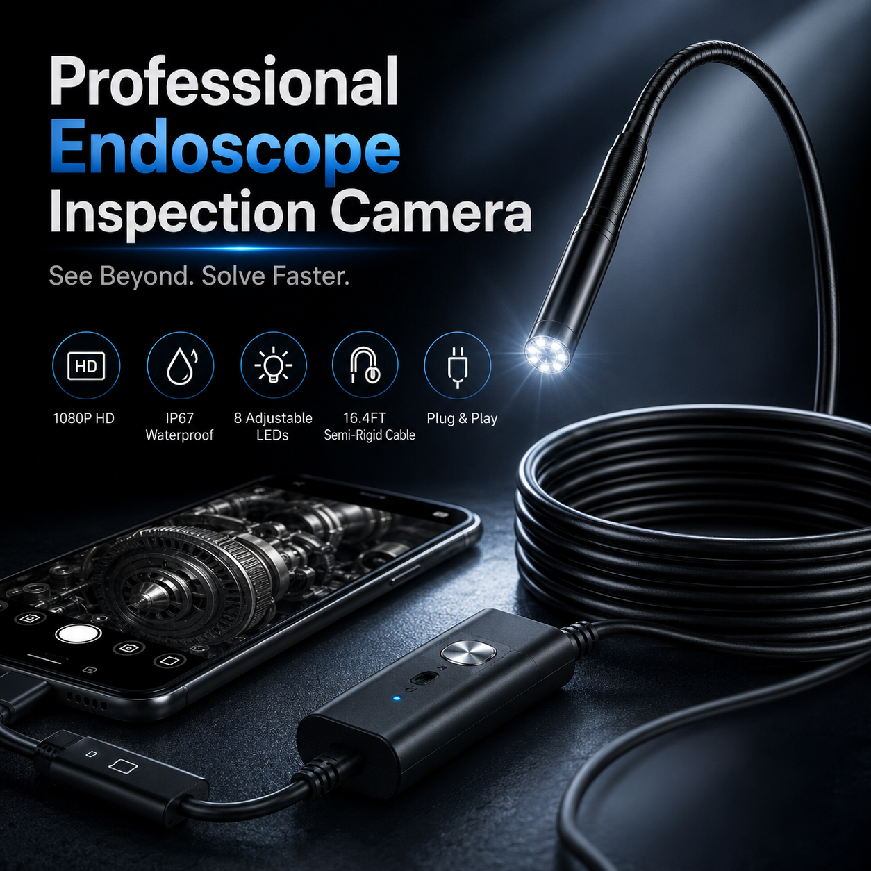 Limited -Time 50% OFF HD Endoscope Inspection Camera | 2M 5M 10M Waterproof Probe