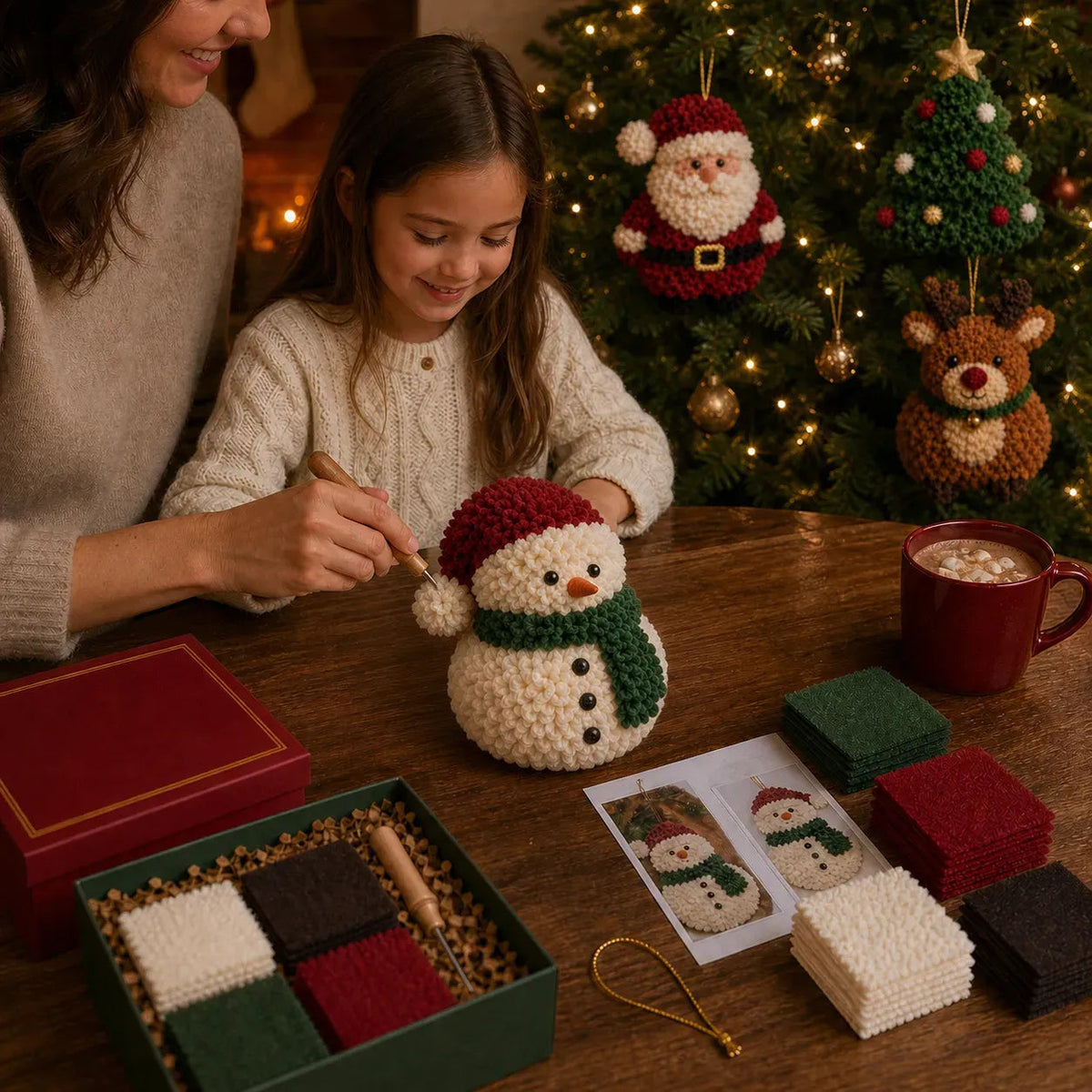 3d fabric poke christmas ornament diy kit collection complete kit with pre cut fabrics stuffed felt base poking tool step by step guide included landing 03