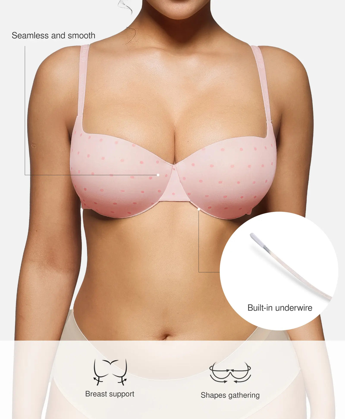 womens t shirt bra add 2 cups lift seamless push up padded underwire comfort everyday bra landing 06
