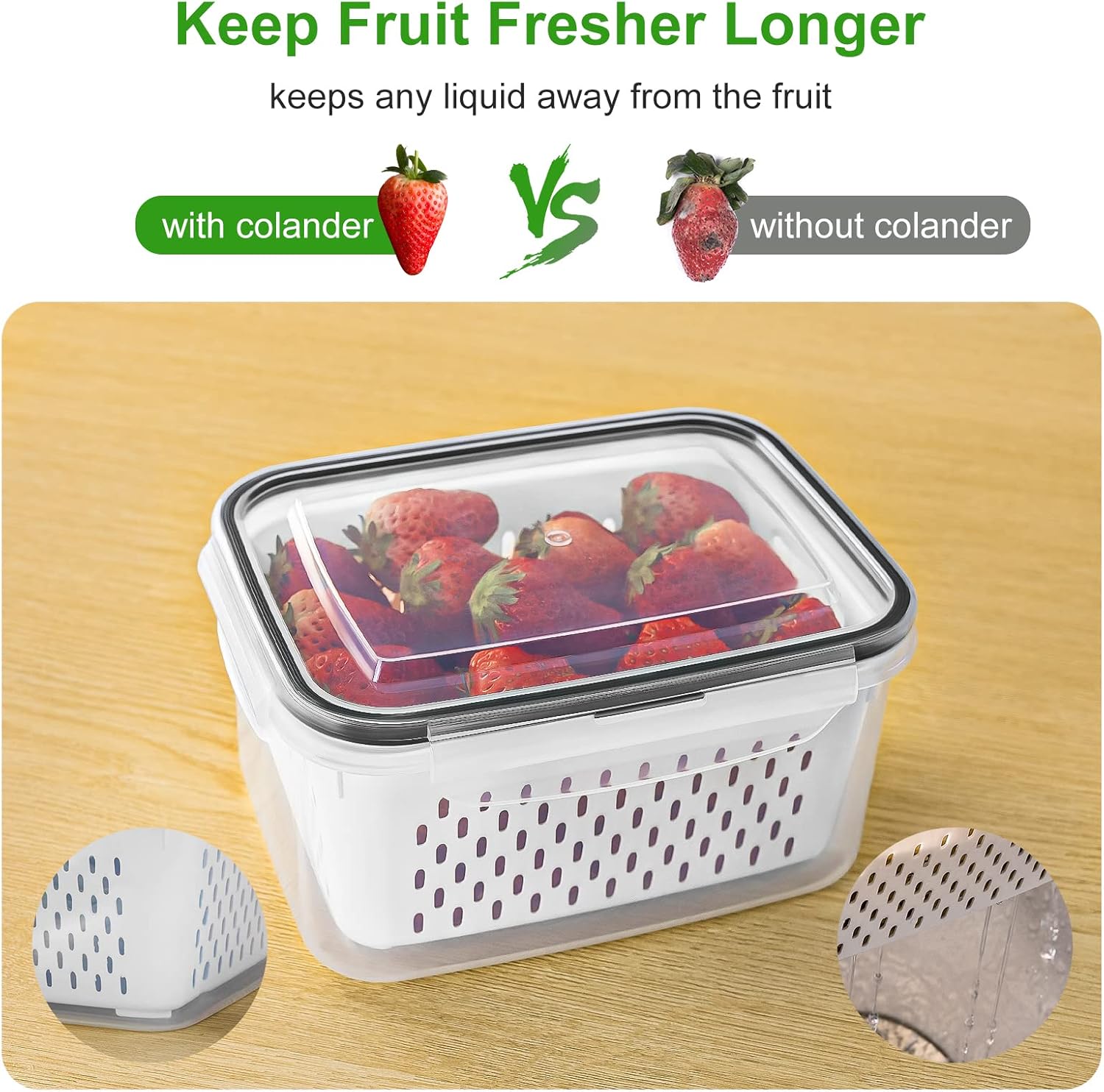 💥New Arrivals  Now Selling Fast🔥5 Pack Fridge Organizers and Storage - Stackable Fruit Storage Containers for Fridge with Removable Colander