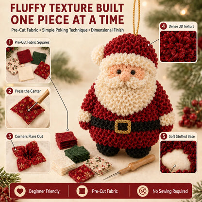 ⏳ Last Day 49% OFF – 🎄Beginner-Friendly 3D Fabric Poke Christmas Ornament DIY Kit Collection | Complete Kit with Pre-Cut Fabrics, Stuffed Felt Base, Poking Tool & Step-by-Step Guide Included 💕