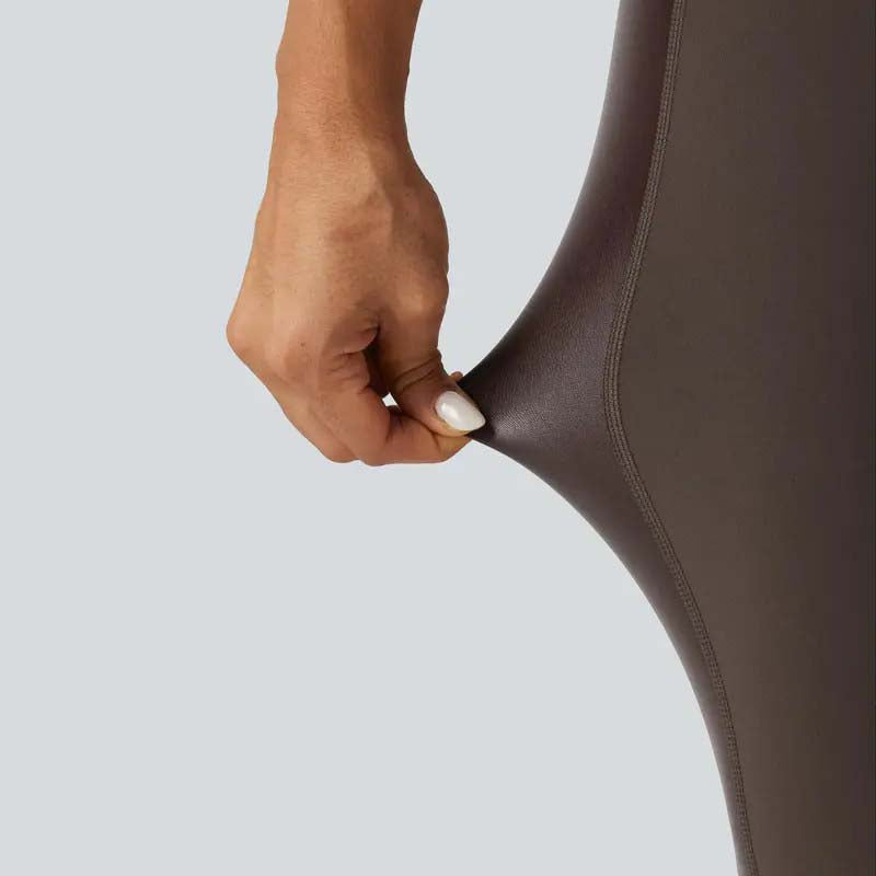 High Waisted Stretchy PU Tummy Control Yoga Leggings with Pocket 🖤✨