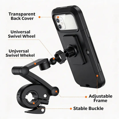 🚴 Waterproof Bike Phone Mount – 360° Rotating Shockproof Handlebar Holder for 4–6.7' Phones