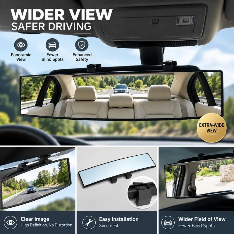 HD Convex Panoramic Rearview Mirror, Clip-On Car Interior Mirror ☀️