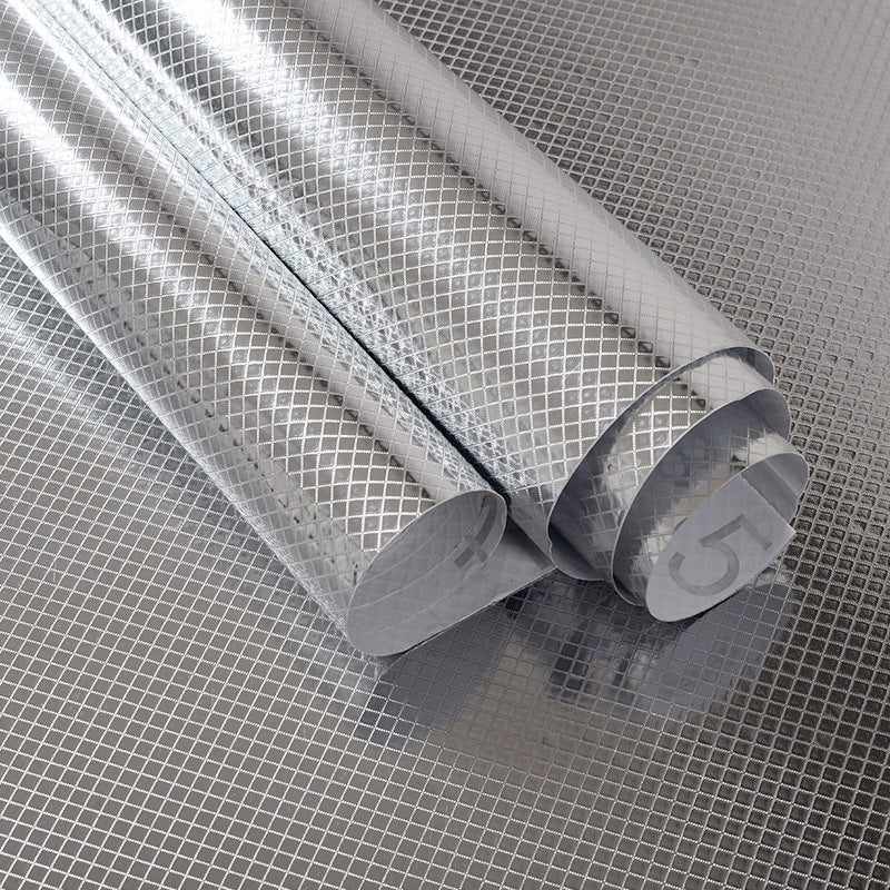 Kitchen Waterproof Oil Proof Aluminum Foil Sticker, Silver Texture Peel🧽