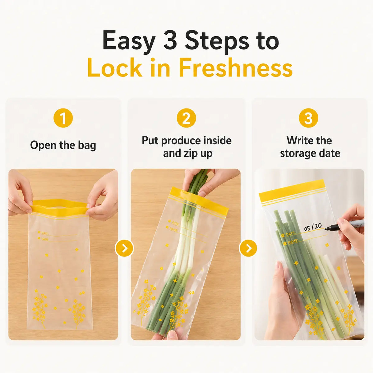 15PCS Thick Double Seal Food Storage Bags, Reusable Self-Sealing Pouches 🥡