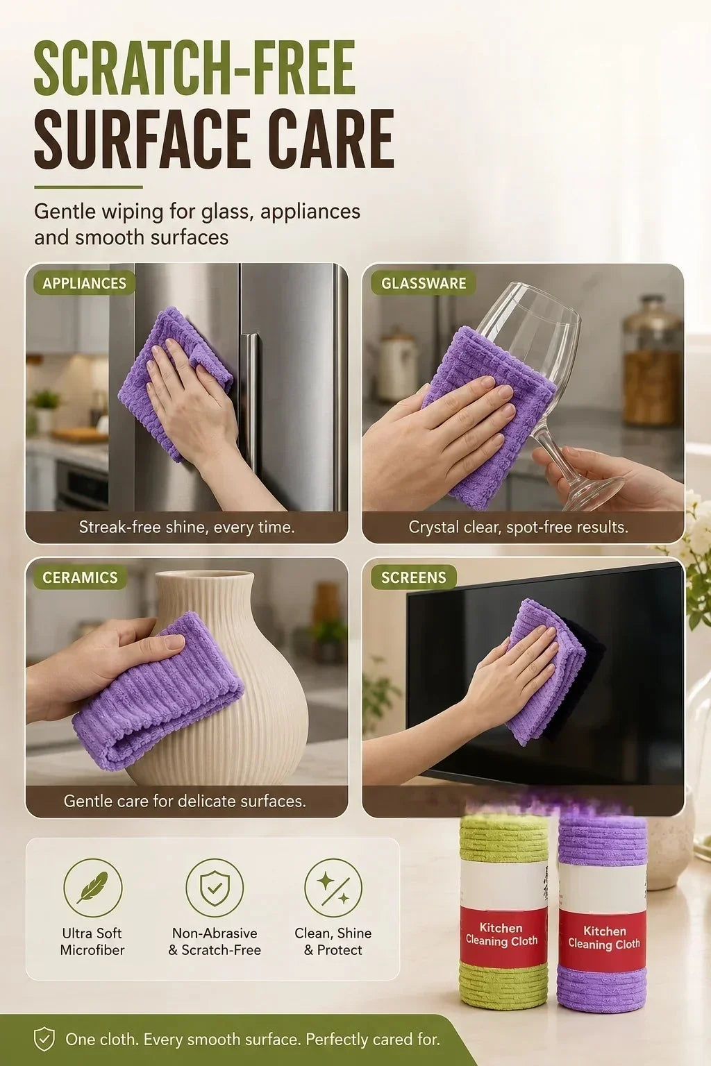 🧽 Reusable Tear-Off Cleaning Cloth Roll – Tear, Wipe, Wash & Reuse