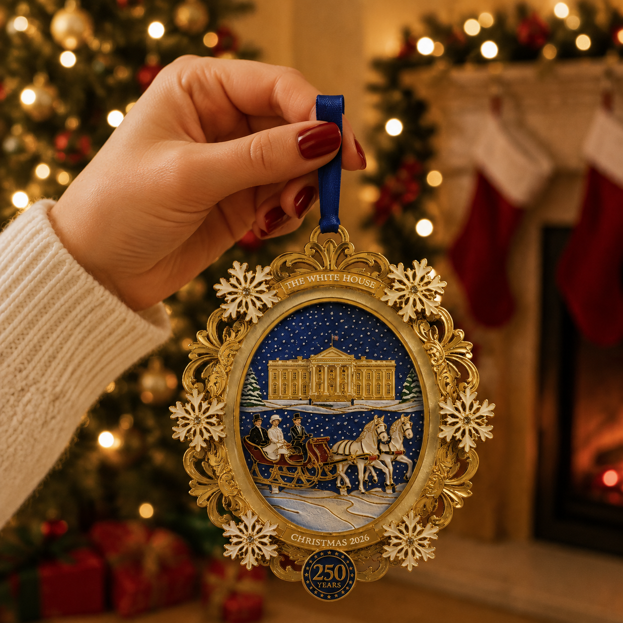 🔥White House Snowy Christmas Night Commemorative Ornament