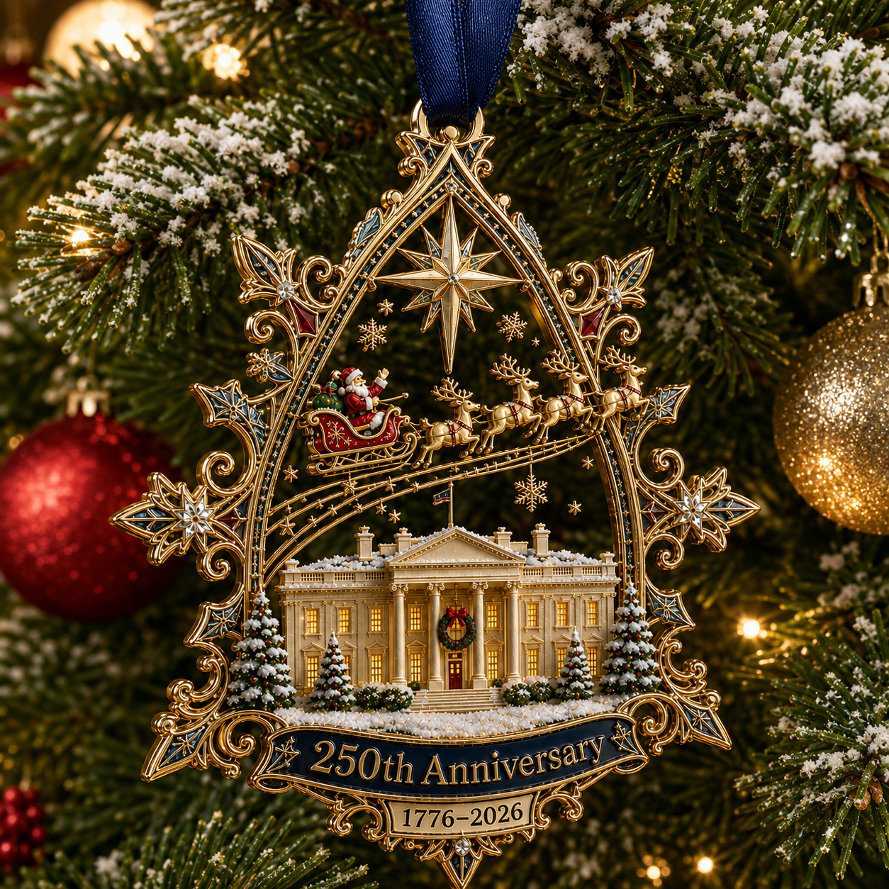 🔥250th Anniversary: Santa Flying Over the White House on a Snowy Night