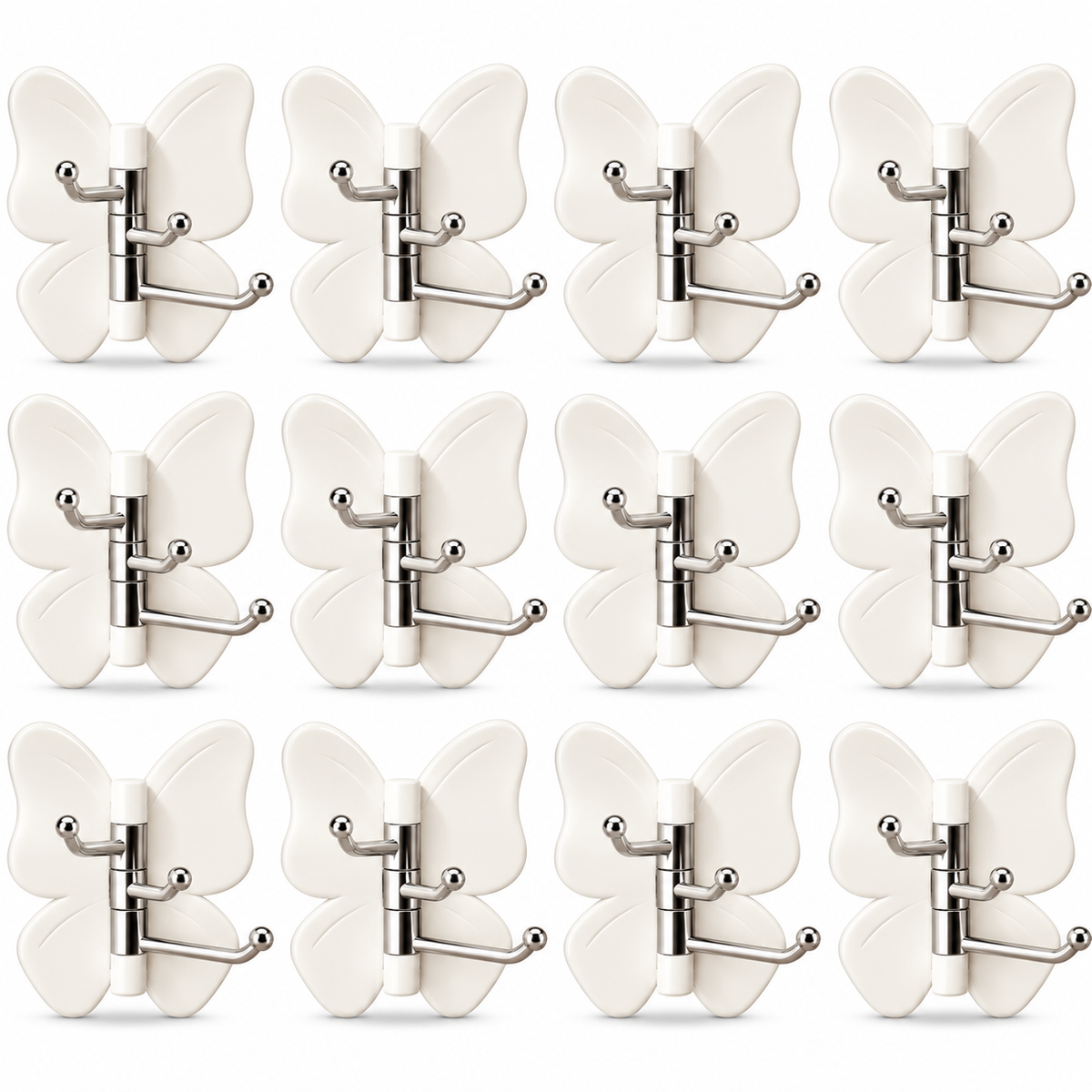 6-Pack Rotating Butterfly Adhesive Wall Hooks – No-Drill Towel & Key Organizer