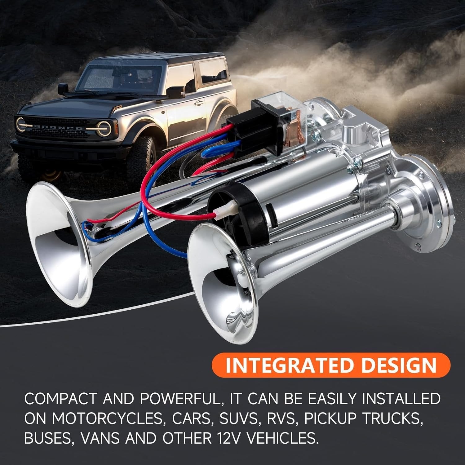 📢 150dB Super Loud Train Horn Kit | Universal 12V Dual Air Horn For Trucks & Cars