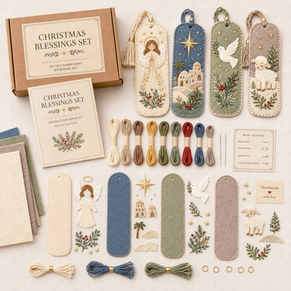 🎄 DIY Felt Embroidery Bookmark Kit(4PCS)