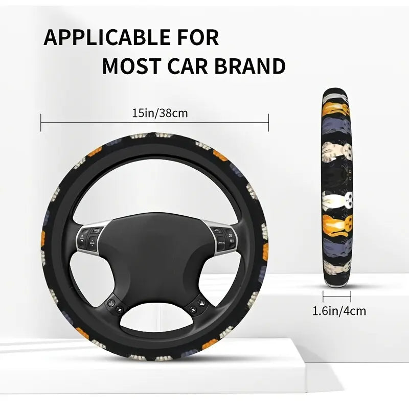 Cute Cat Pet-Themed Pattern, Single-Pack Car Steering Wheel Cover, Comfortable Grip 🐱