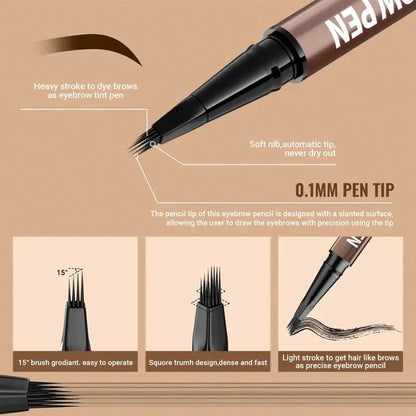 ✏️Original 4D Brush Tip Waterproof 2-in-1 Dual-Ended Eyebrow Pen