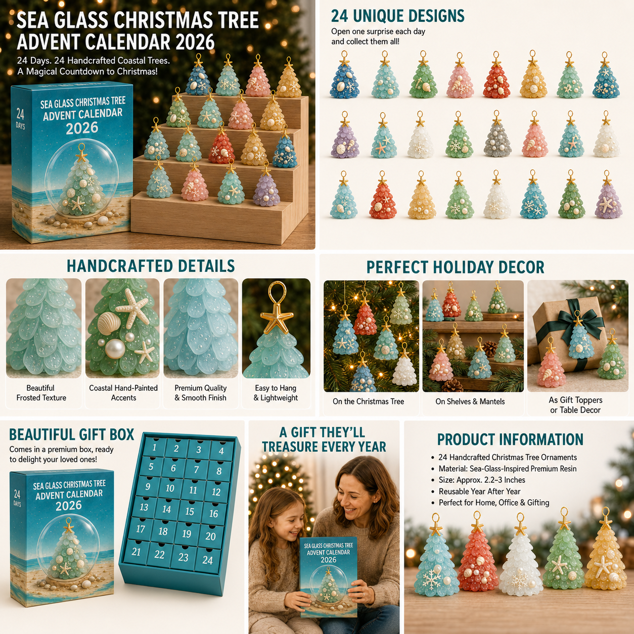 ✨Sea Glass Christmas Tree Ornament Advent Calendar