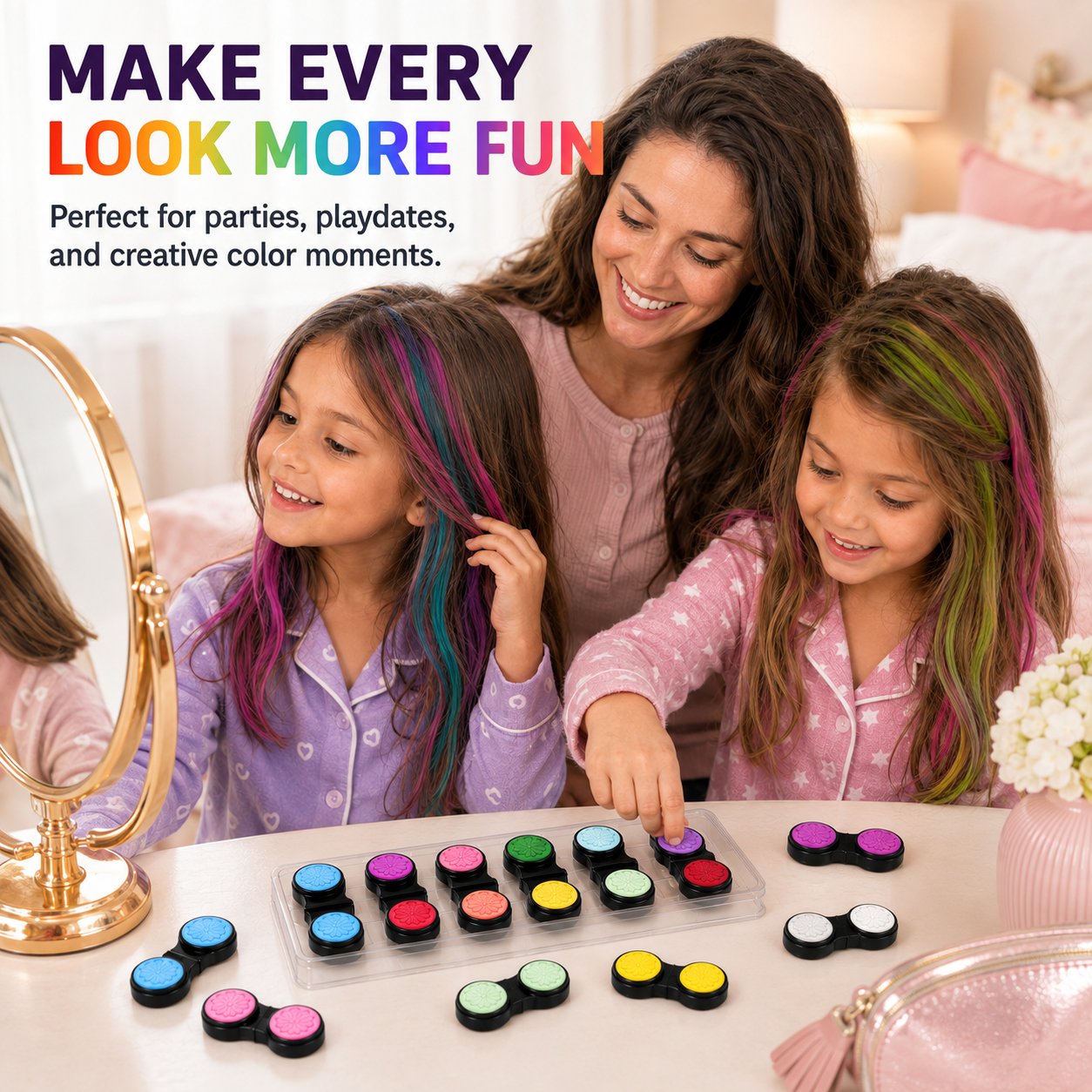 🌈 12-Color Temporary Hair Chalk Applicator Set