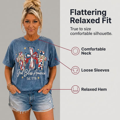 ⭐ God Bless America Women T-Shirt - Vintage 250th Anniversary USA Gift Tee🎆