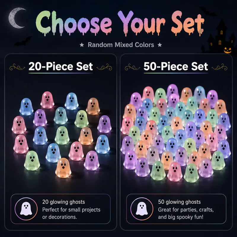 Glow In Dark Cute Ghost Resin Bead Set